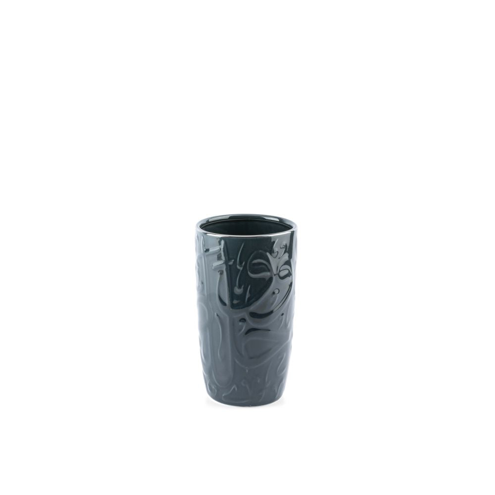 Diwan - Medium Decorative Vase - Dark Blue & Silver