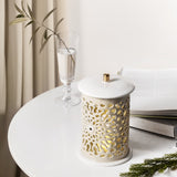Asala - Medium Lantern Candle Holder - Beige & Gold