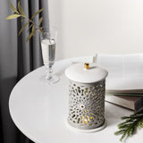 Asala - Medium Lantern Candle Holder - Grey & Gold