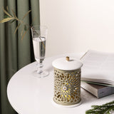 Asala - Small Lantern Candle Holder - Olive Green & Gold