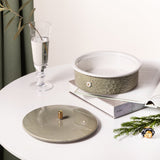 Asala - Medium Decorative Canister - Olive Green & Gold