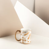 Amal - Taza de café individual individual (350 ml) - Beige y dorado
