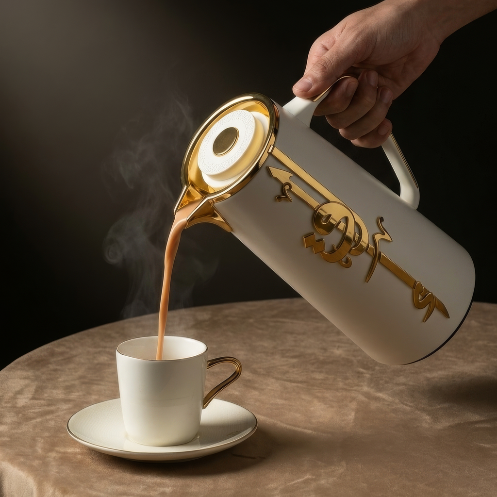 Liqa'a - Vacuum Flask / Thermos - Pearl White & Gold