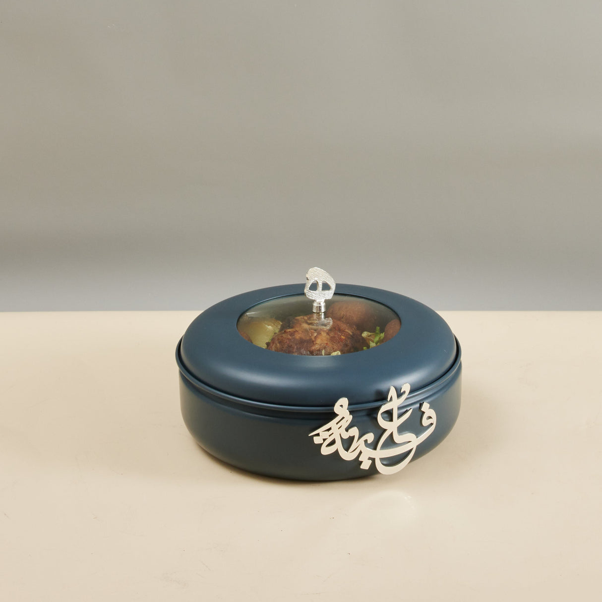 Luxury Diwan - Medium Buffet Server - Dark Blue & Silver