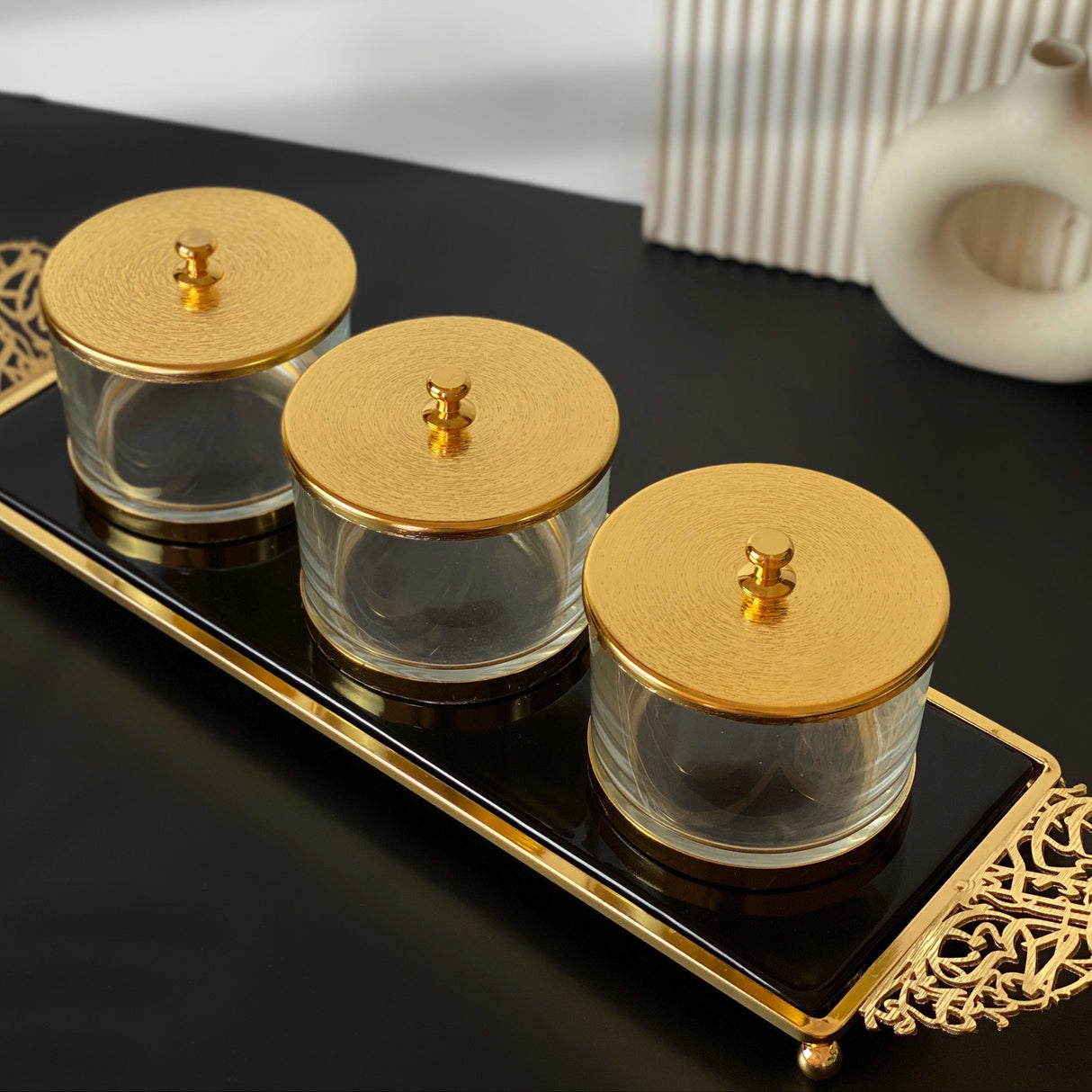 Limited Edition - Snack Serving set (3 Bowls)- Black & Gold