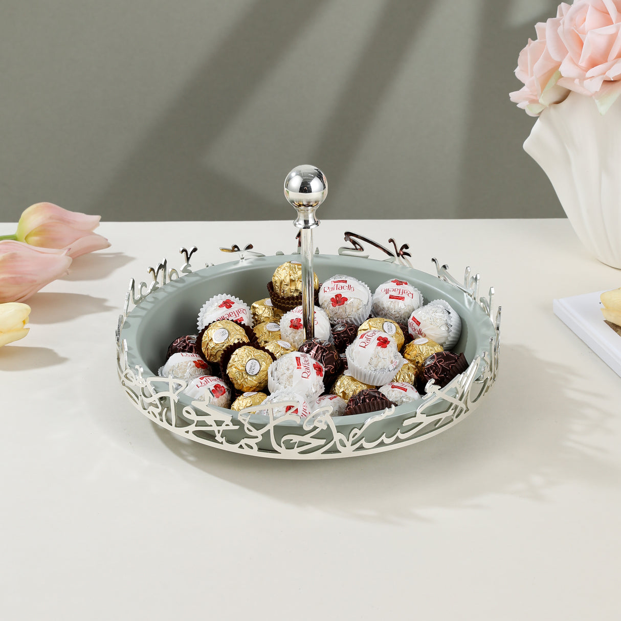 Jiwar - Medium Serving Stand - Mint Green & Silver