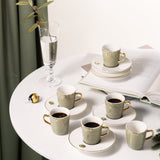 Asala - Esspresso/Turkish Coffee Set (12-Pc) - Olive Green & Gold