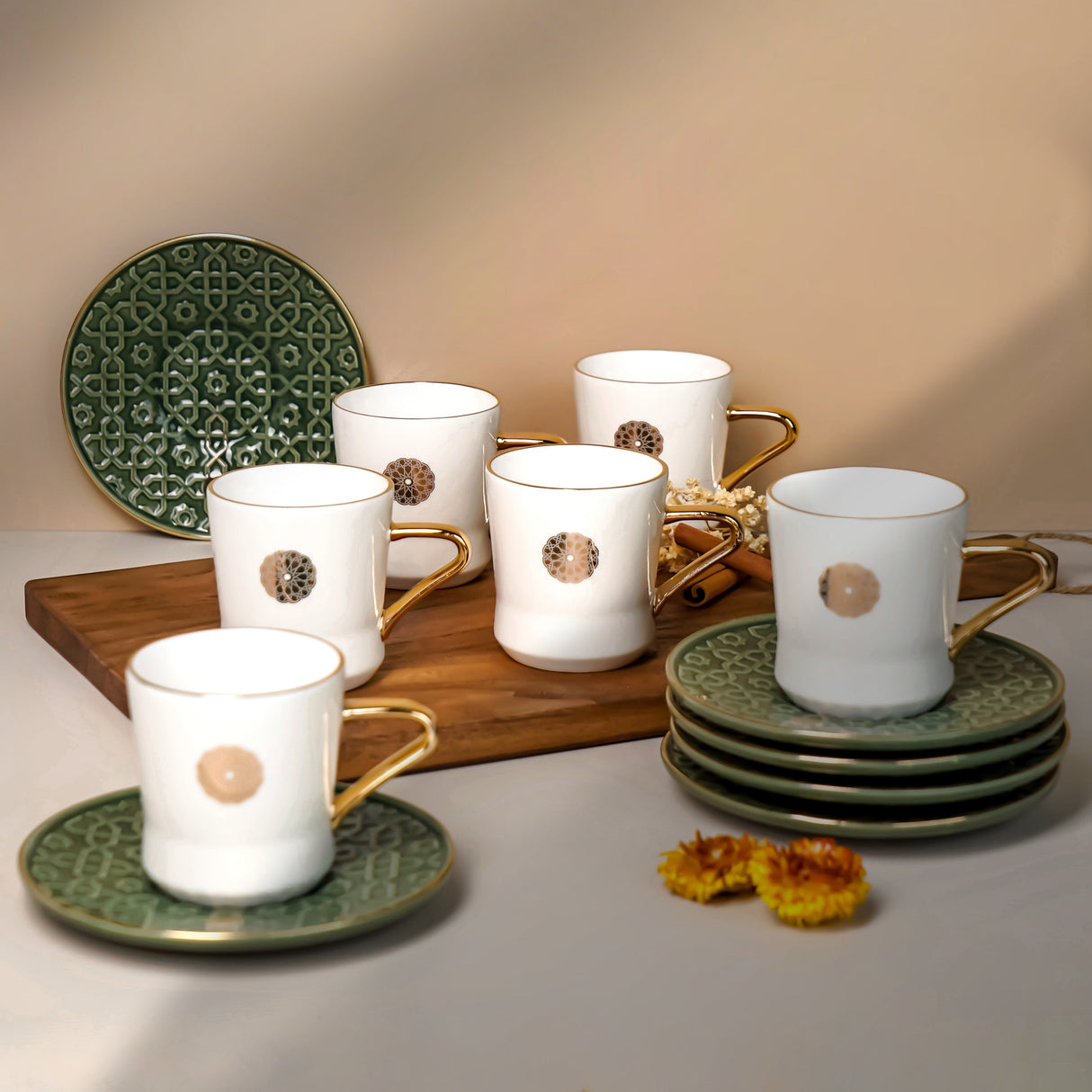 Rosette - Turkish Coffee Set - Green & Gold