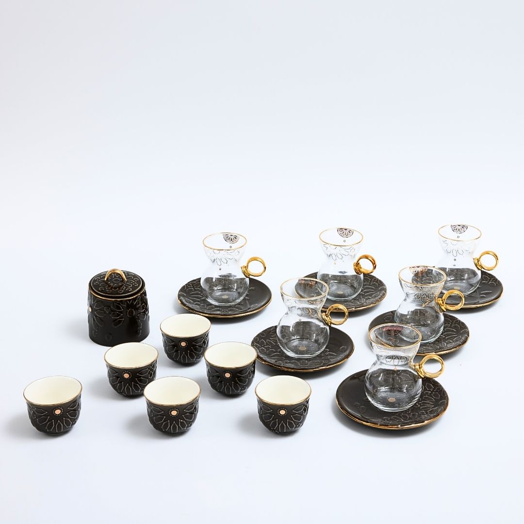 Dunes - Tea Set (19-Pc) - Black & Gold