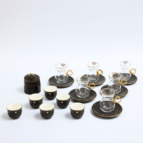 Dunes - Tea Set (19-Pc) - Black & Gold