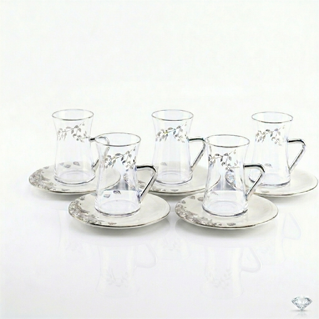 Lilac - Glass Tea Set, 10 Pieces - Grey