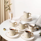 Asala - Cappuccino Set (12-Pc) - Beige & Gold