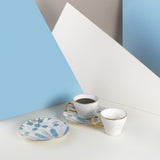 Amal - Espresso /Turkish Coffee Cups, (12-Pc)- Blue & Gold