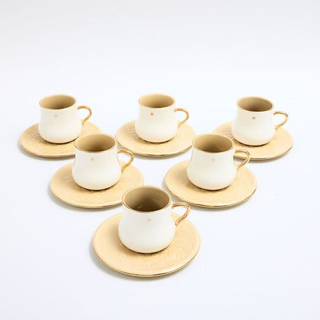 Dunes - Cappuccino Cups (12-Pc)- Ivory & Gold