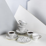 Amal - Tazas de café expreso/turco, (12 piezas) - Gris y plateado