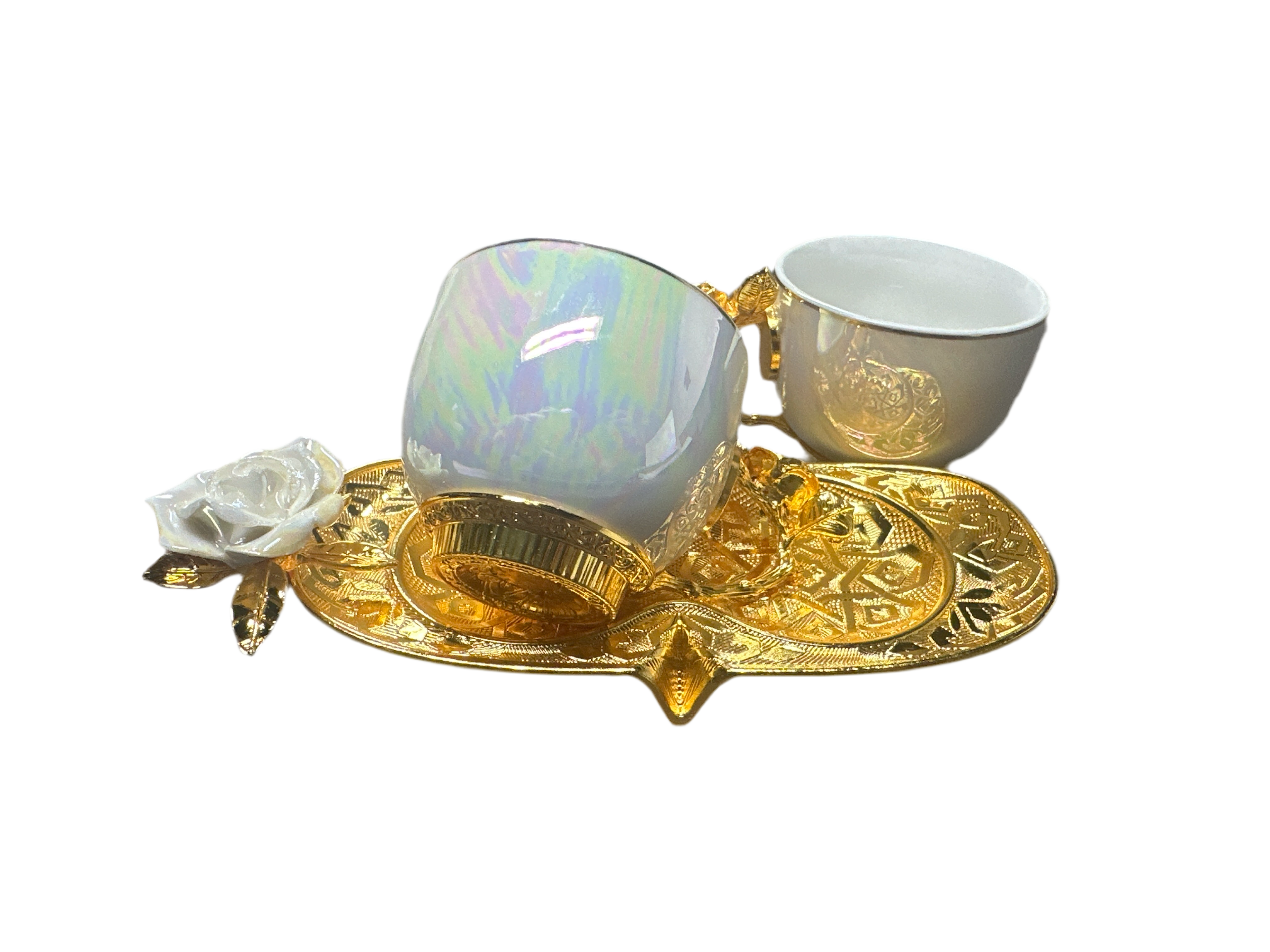 You and Me–Gold Coffee Cups, Set of 4