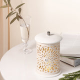 Asala - Large Lantern Candle Holder - Beige & Silver