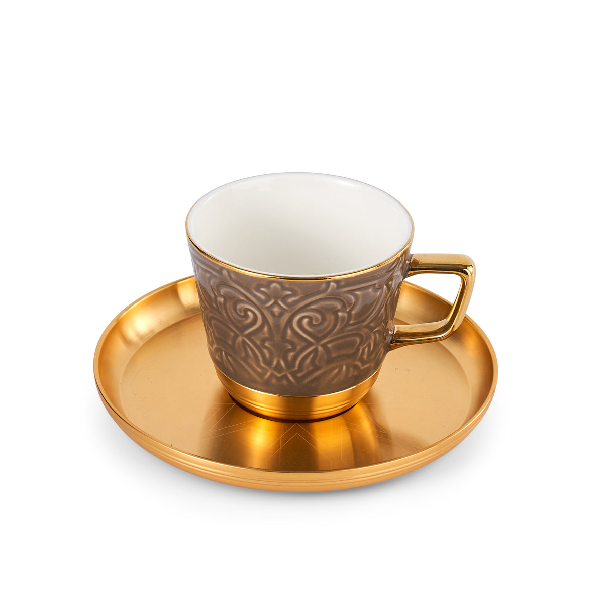 Luxury Majlis- Glass Pot and Turkish Coffee cups -Glossy Brown