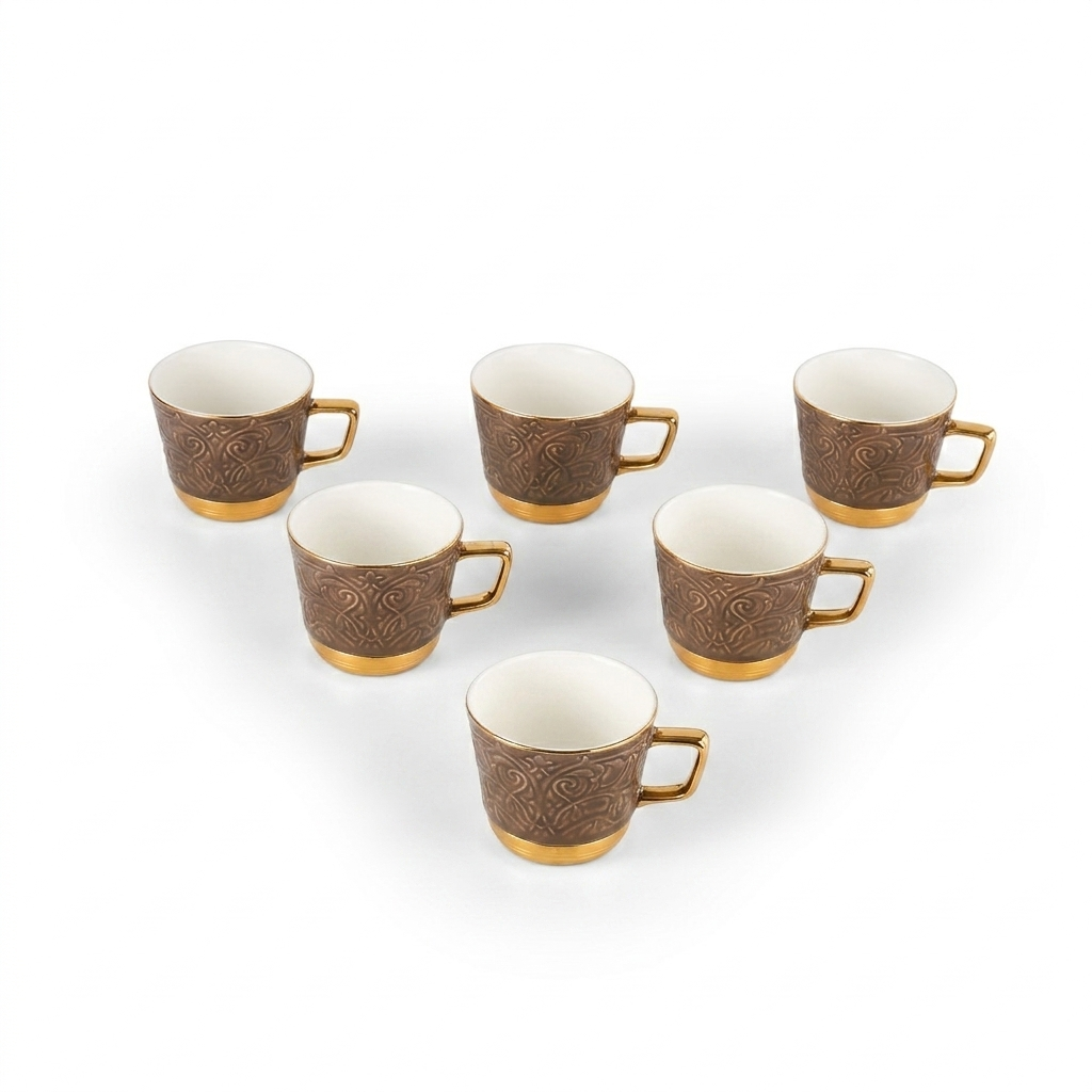 Majlis - English Tea Cups, 6 Pieces - Brown