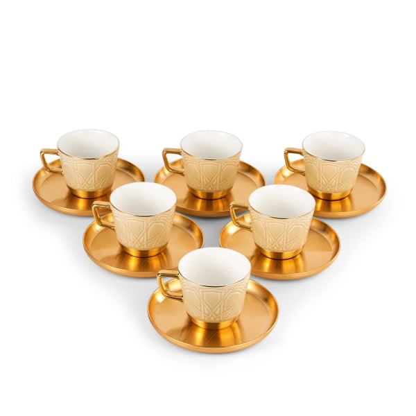 Majlis - English Tea Cups, 12 Pieces - Beige