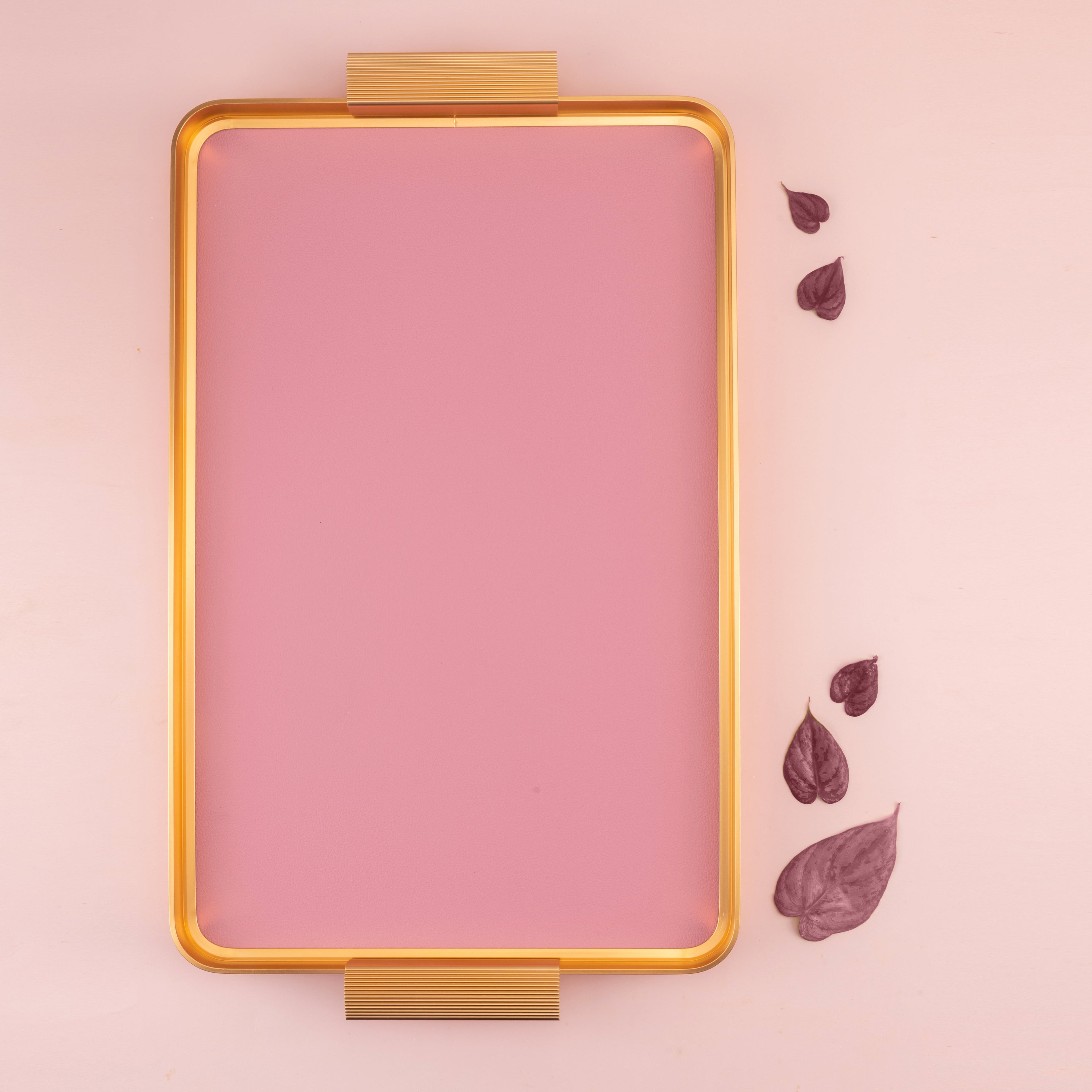 Stylish Lilac - Serving Stainless Steel Tray - Pink & Gold