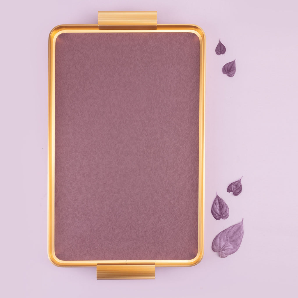 Lilac - Serving Stainless Steel Tray - Purple & Gold