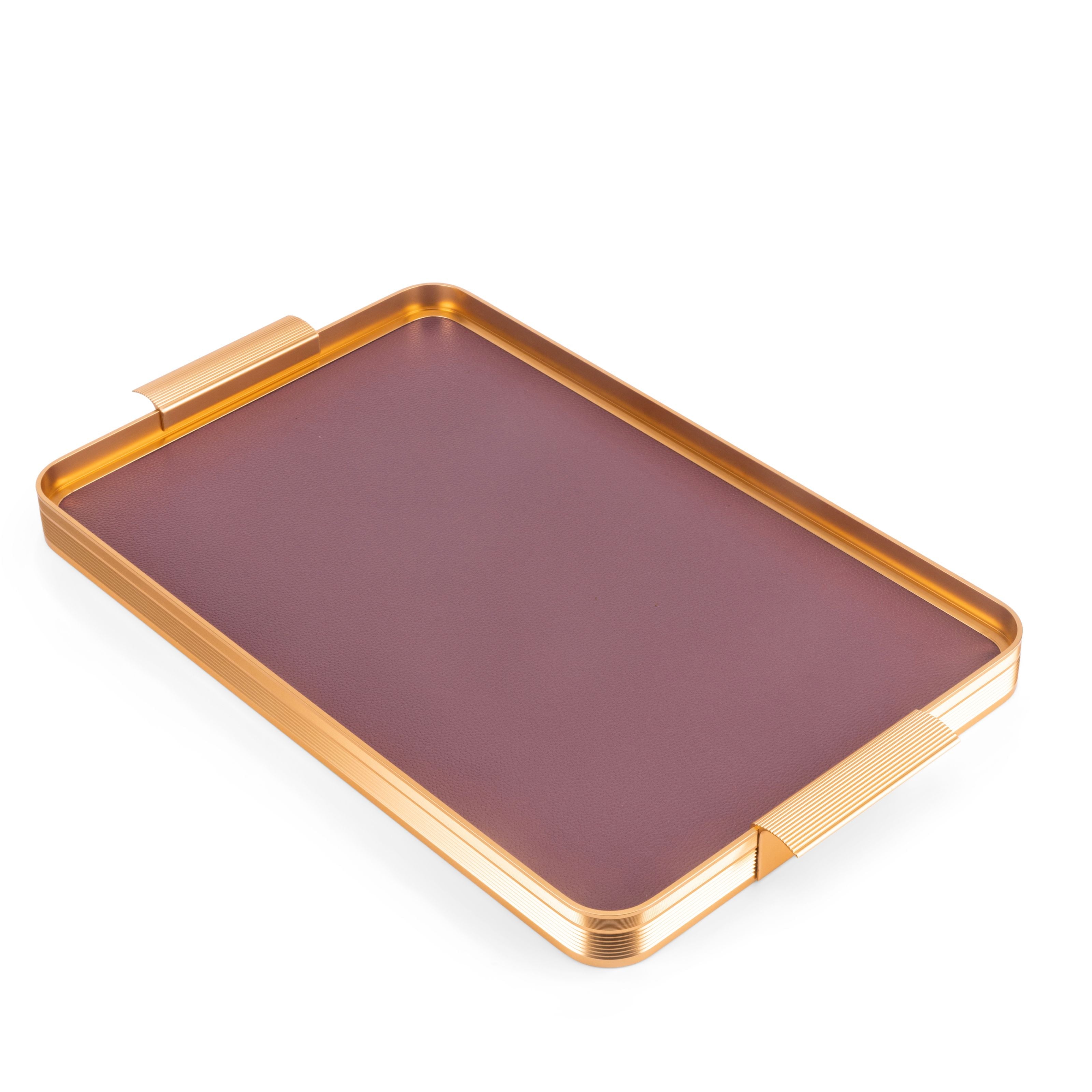 Lilac - Serving Stainless Steel Tray - Purple & Gold