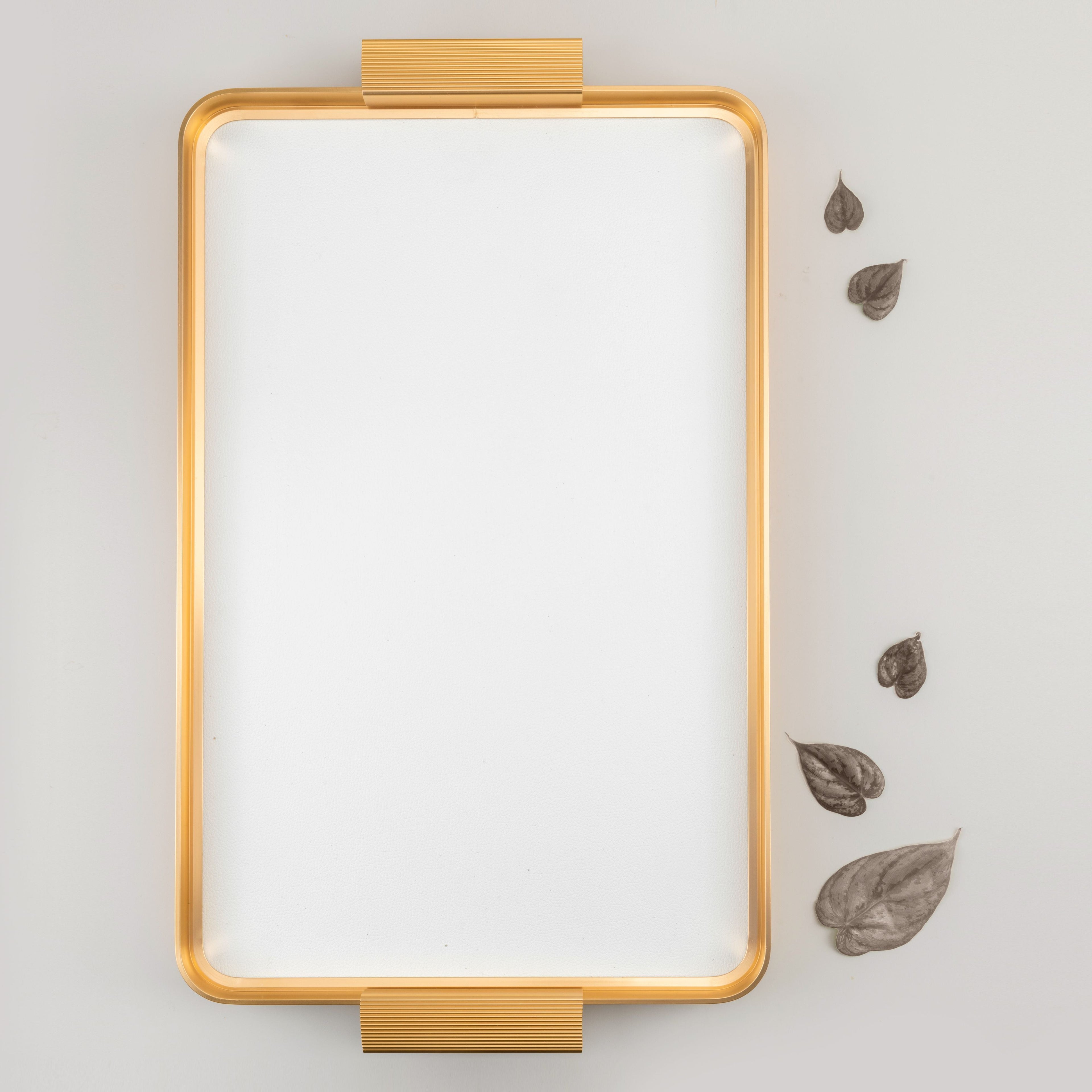 Stylish Lilac - Serving Stainless Steel Tray - Snow White & Gold