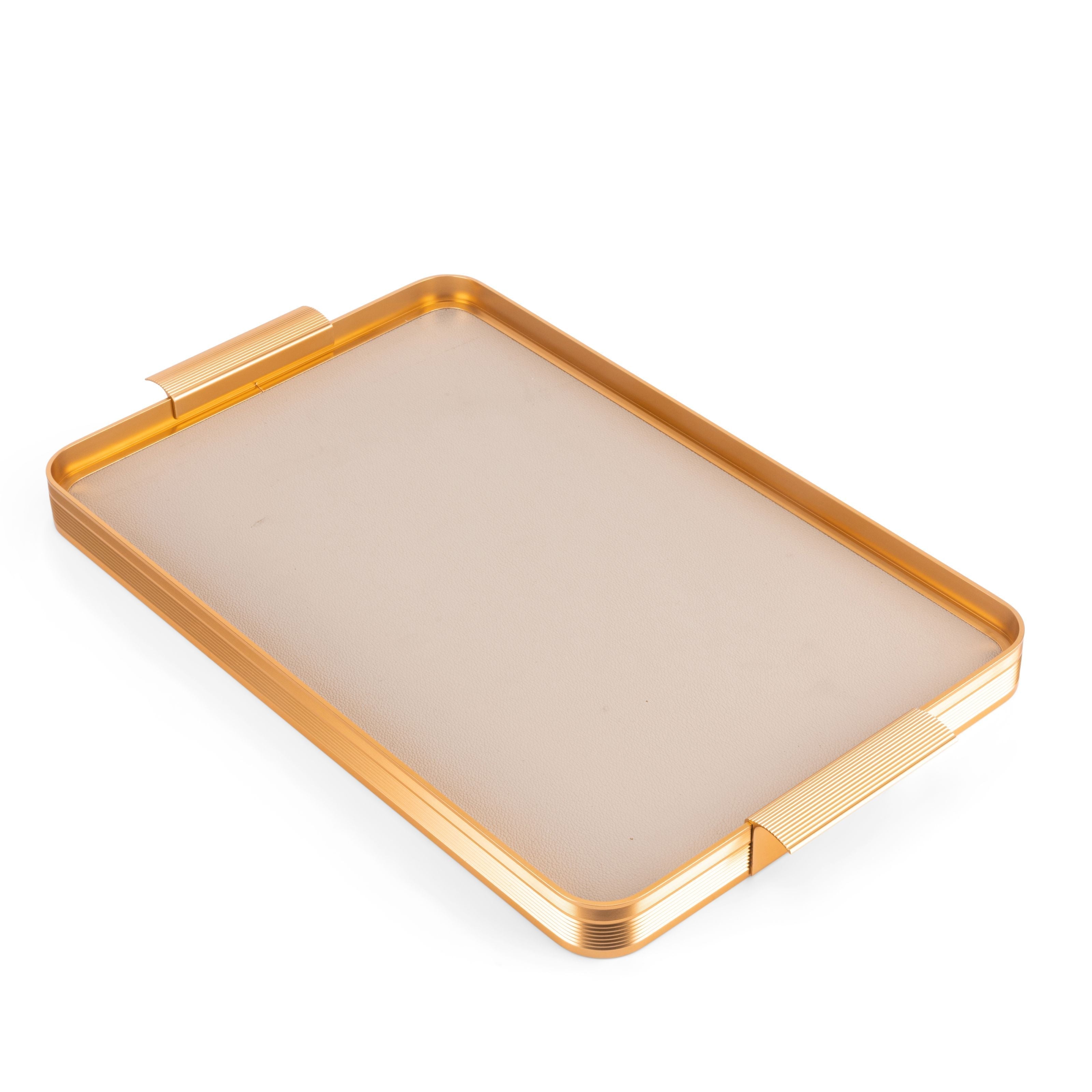 Lilac - Serving Stainless Steel Tray - Beige & Gold