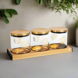 3 Large Jar Spice Rack - Gold