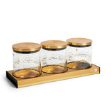 3 Large Jar Spice Rack - Gold