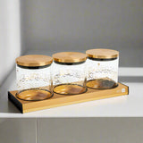 3 Large Jar Spice Rack - Gold