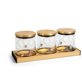 3 Large Jar Spice Rack - Gold