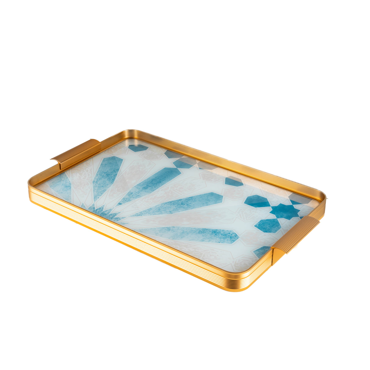 Amal - Stainless Steel Tray - Blue & Gold