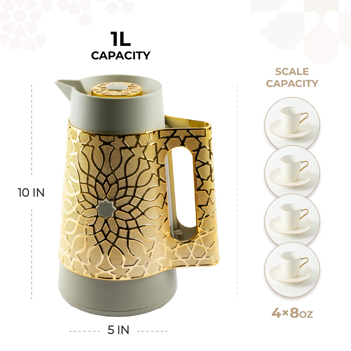 Asala - Vacuum Flask / Thermos - Olive Green & Gold