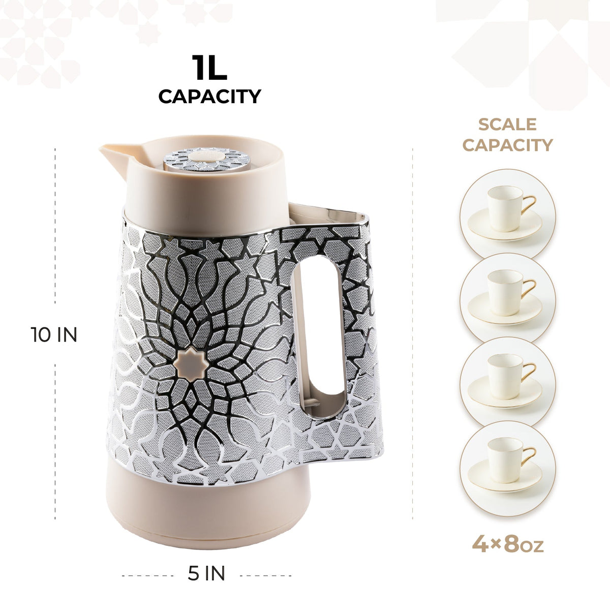 Asala - Vacuum Flask / Thermos - Beige & Silver