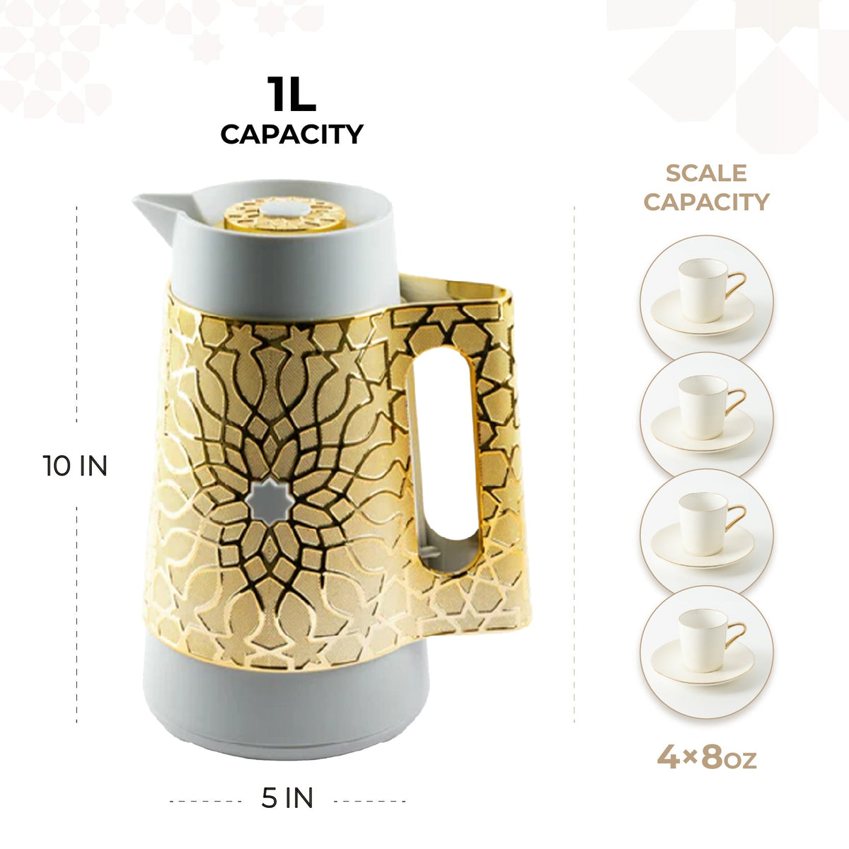 Asala - Vacuum Flask / Thermos - Grey & Gold