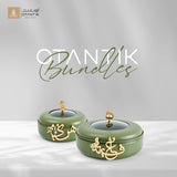Luxury Diwan – Double Buffet Serve Olive green & Gold
