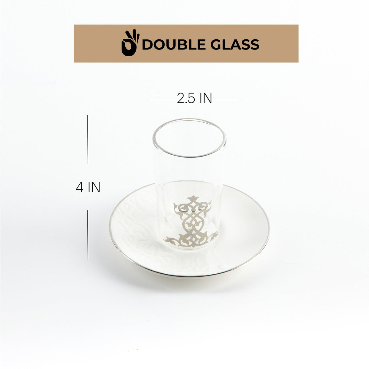 Naqsh - Tea Set (12-Pc) - White & Silver