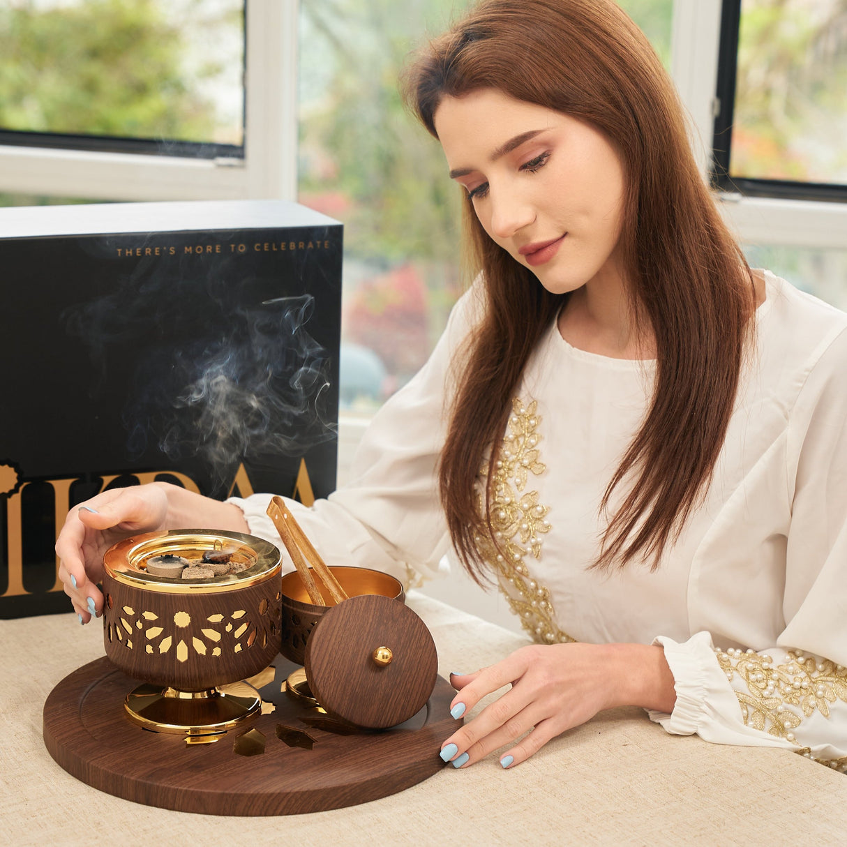 Luxury Ikram - Incense Burner - Wood &Gold