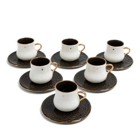 Dunes - Cappuccino Cups (12-Pc)- Black & Gold