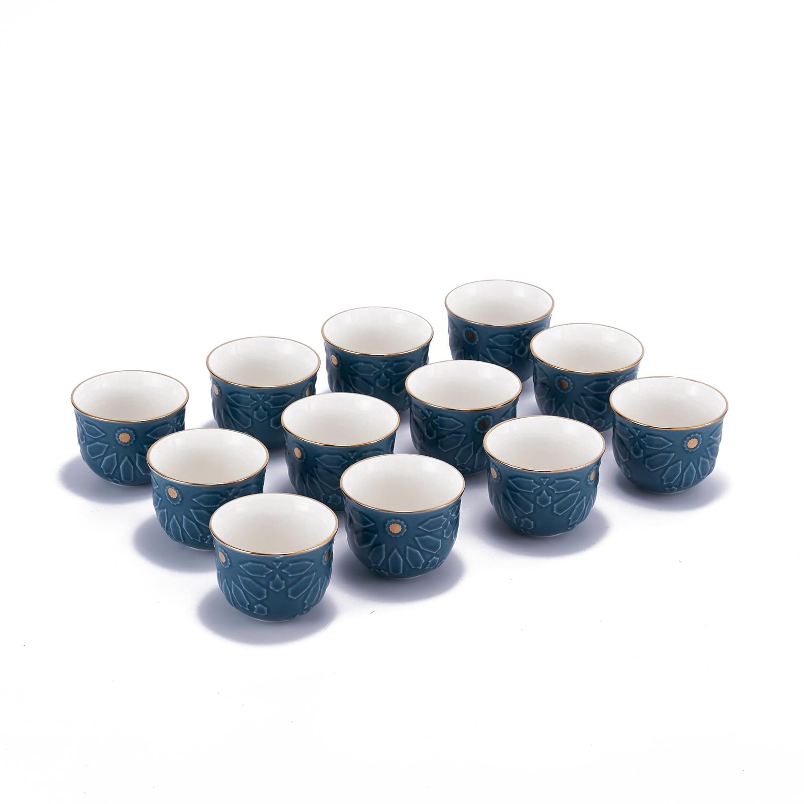 Ikram - Arabic Coffee Sets, 12 Pcs - Blue & Gold