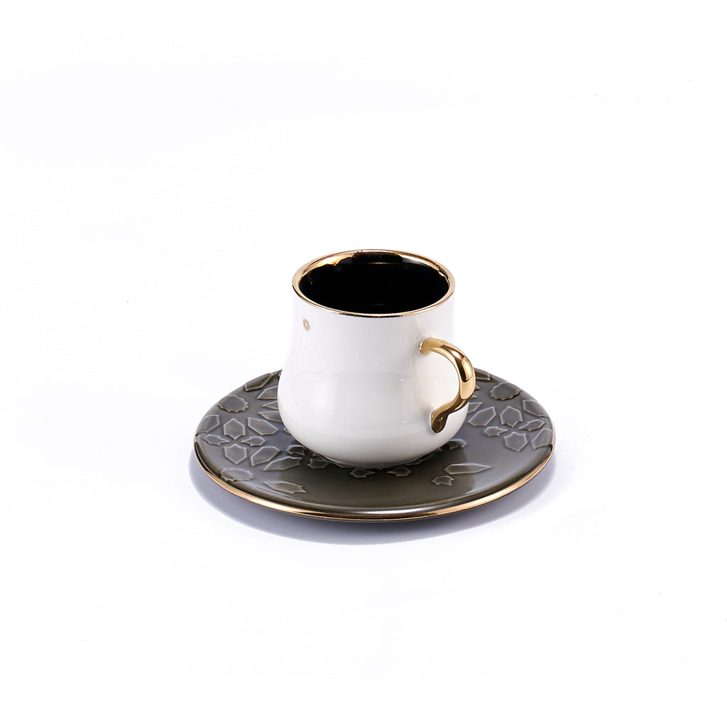 Ikram - English Tea Cups Set - Black & Gold