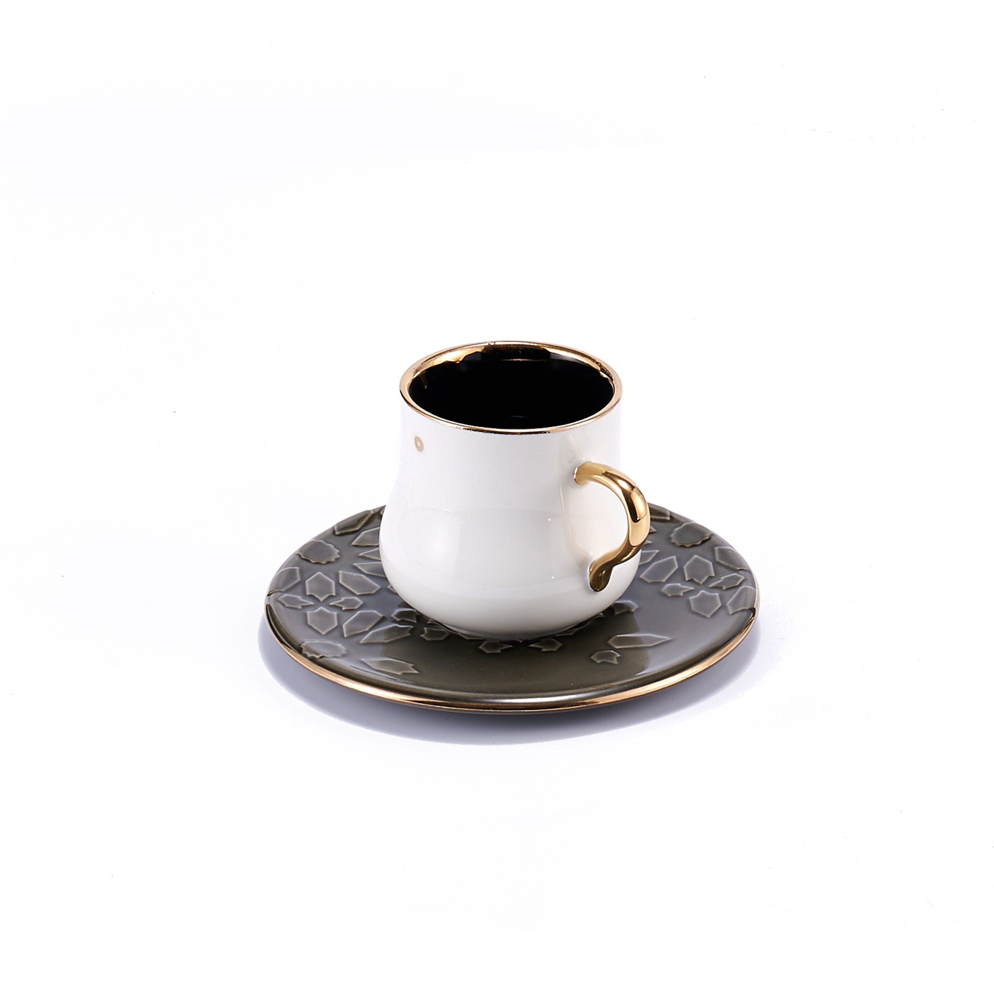 Ikram - English Tea Cups Set - Black & Gold