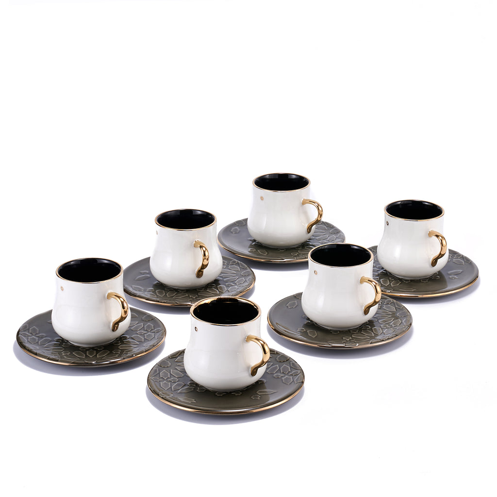 Ikram - English Tea Cups Set - Black & Gold