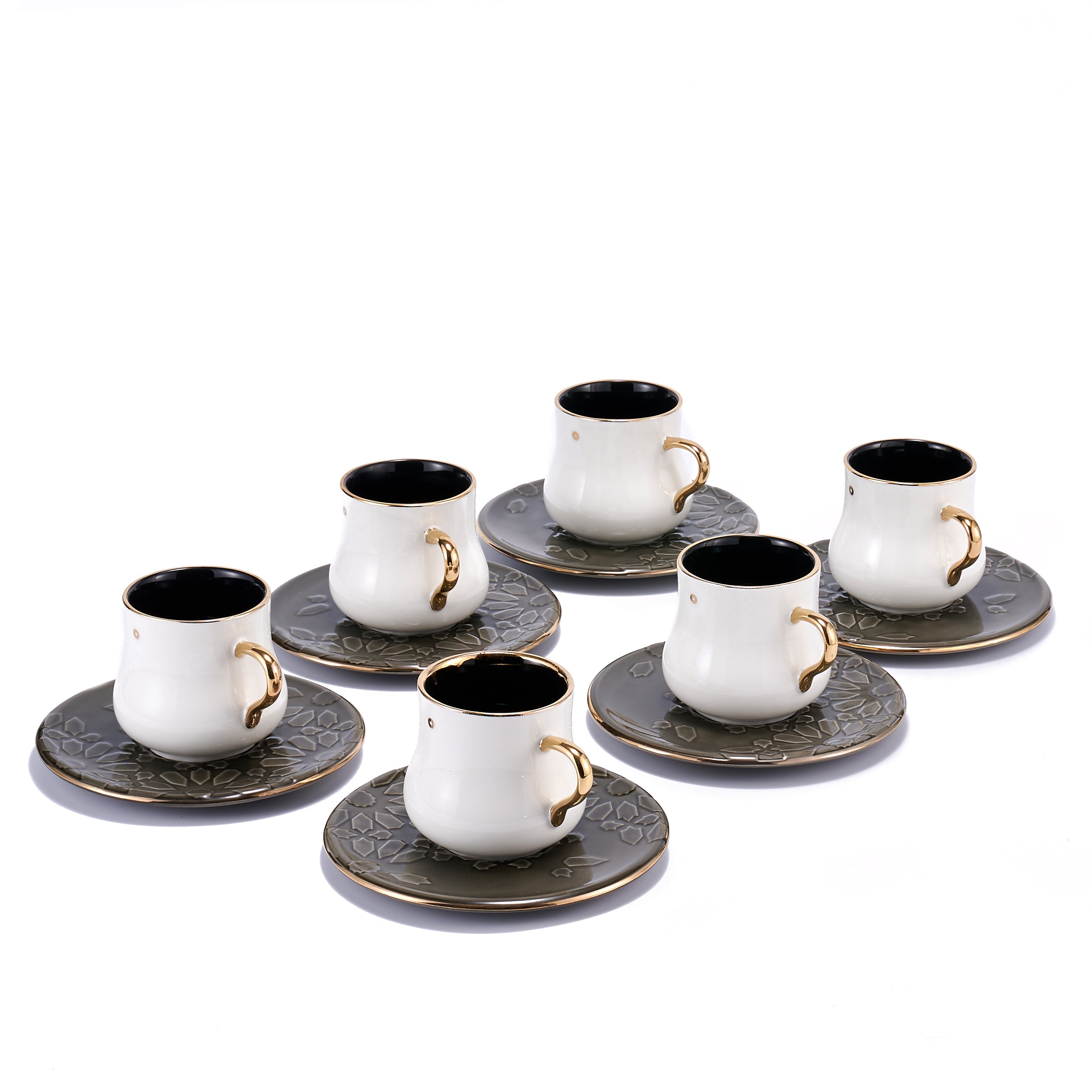 Ikram - English Tea Cups Set - Black & Gold