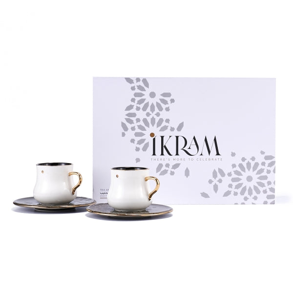 Ikram - English Tea Cups Set - Black & Gold
