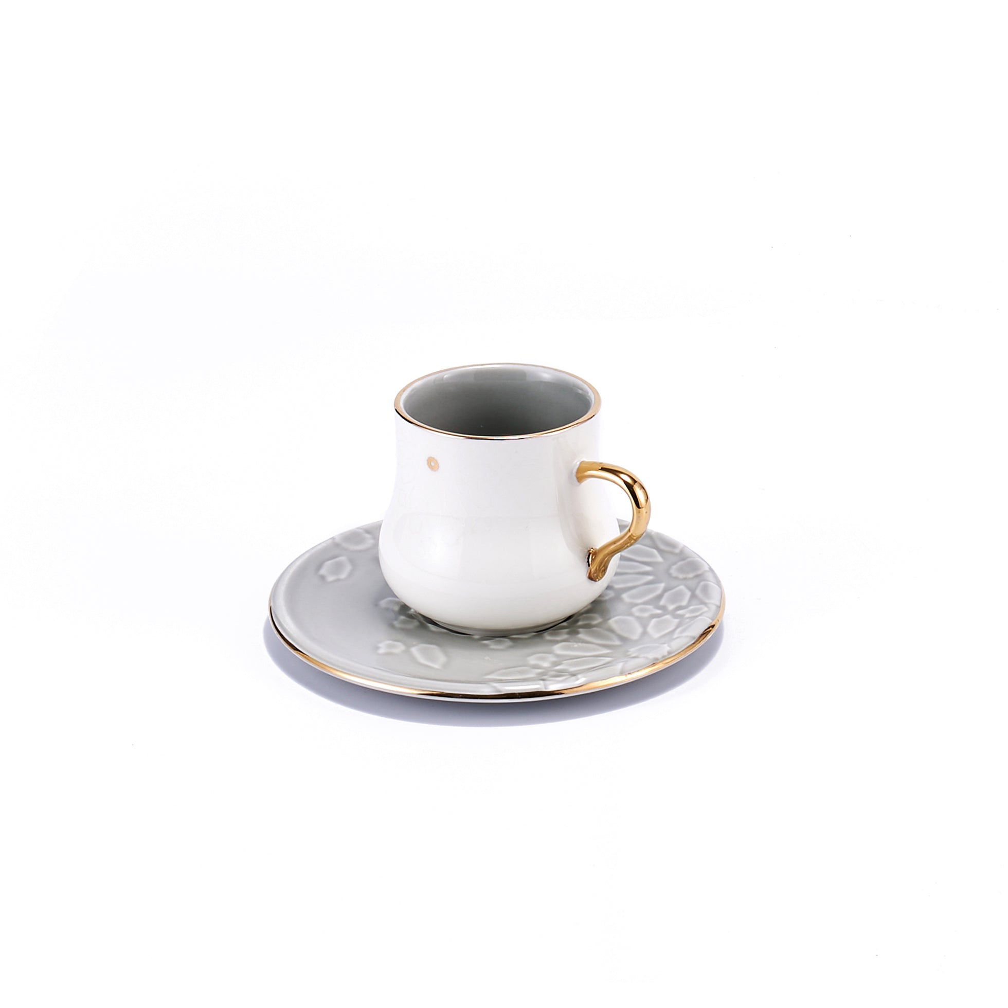 Ikram - English Tea Cups Set - Grey & Gold