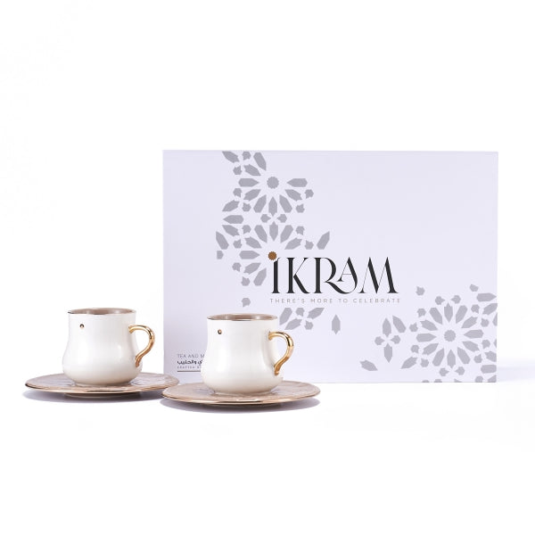 Ikram - English Tea Cups Set - Coffee & Gold