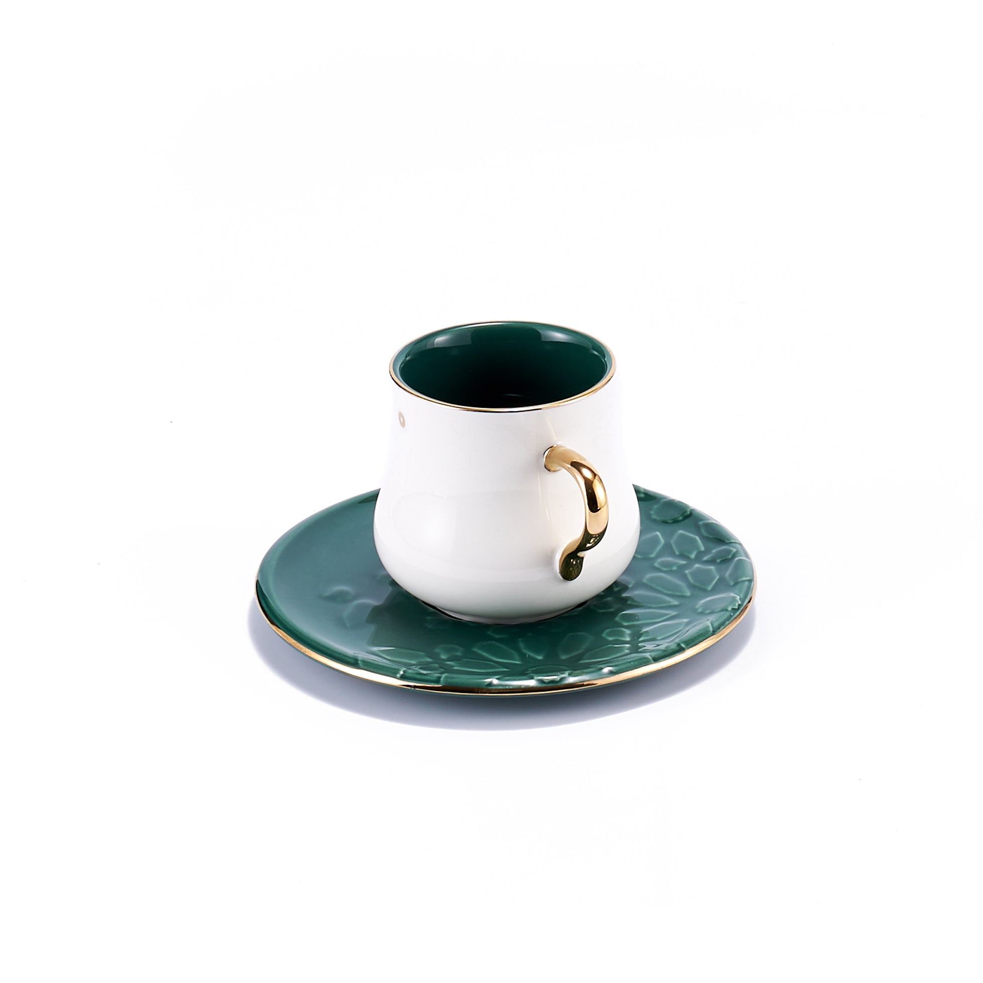 Ikram - English Tea Cups Set - Green & Gold